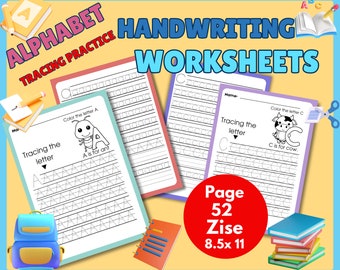 Alphabet Handwriting | ABC Phonics Tracing Cards | Writing Letters Tracing and Print Worksheets | Printable Preschool & Kinder Worksheets.