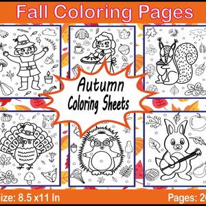 Fall coloring pages | autumn coloring sheets for Kids | Digital | Printable Pages | Instant Download PDF