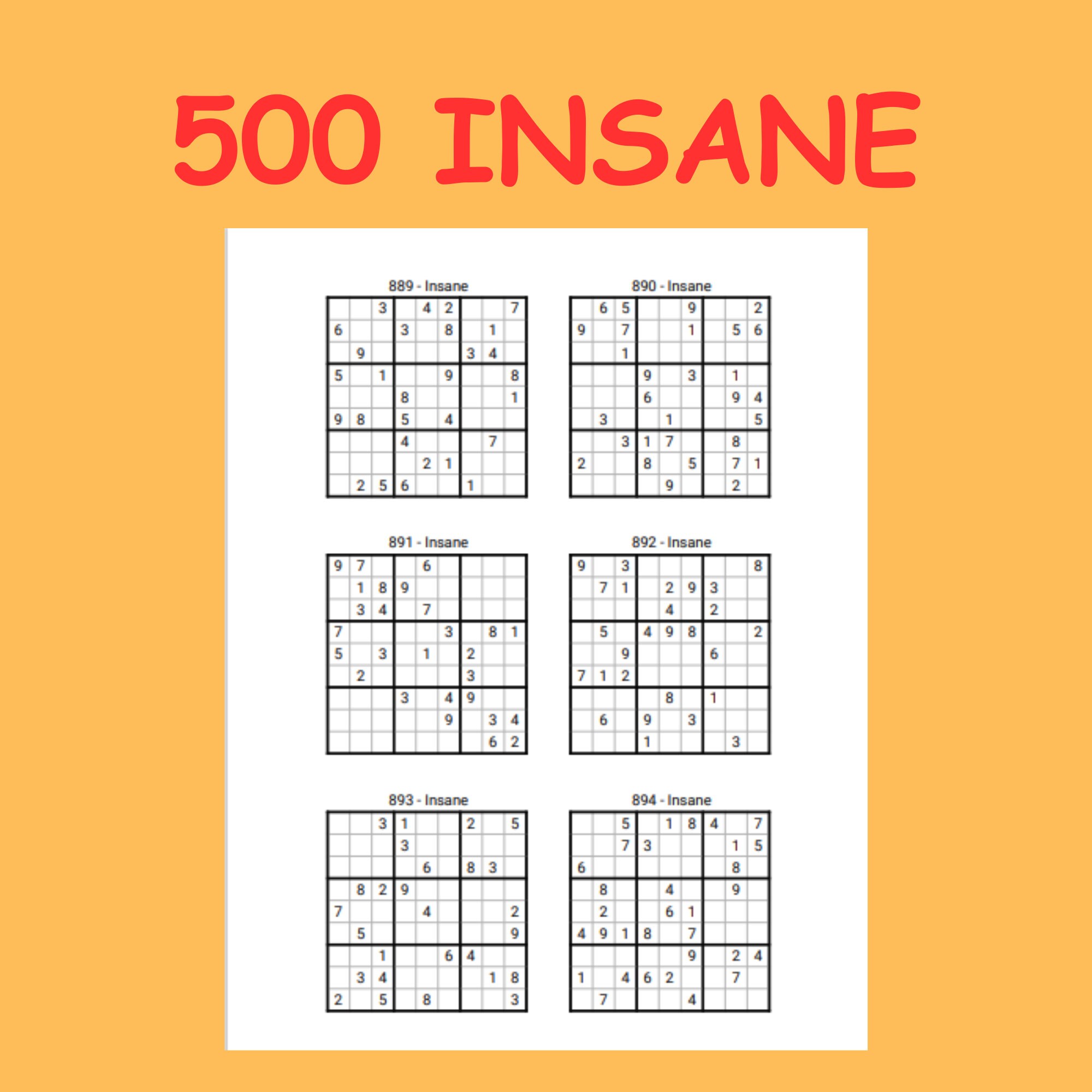 Sudoku - 1000 Puzzles for Adults - | 1000 Printable Sudoku Puzzles ...