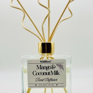 Handmade Reed Diffuser: Mango Coconut Milk Scent, Aromatherapy