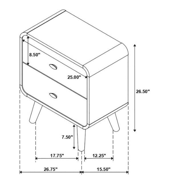 2drawer Nightstand Dark Walnut Etsy