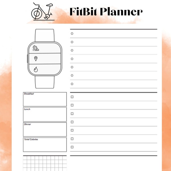 Fit Bit Planner | Wellness Tracker | Health Planner | Printable | 3 Sizes