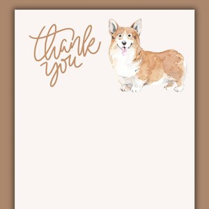 Karta z podziękowaniami do wydrukowania - Corgi Karta z podziękowaniami - 5 x 7 cali