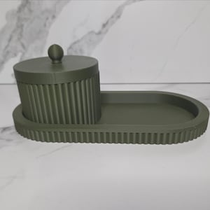 Räfflad toalettbricka och behållare med lock | Modern minimalistisk inredning