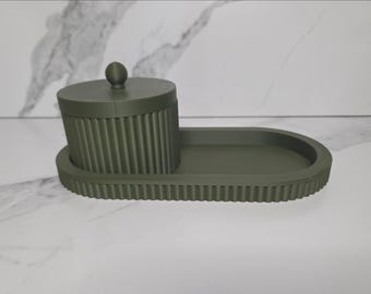 Fluted Vanity Tray and Lidded Container Set | Modern Minimalist Decor