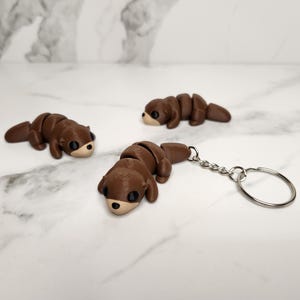Baby Otter Keychain OR Baby Otter Toy | Flexi Fidget Articulated Toy | 3D Printed Otter Minifigure