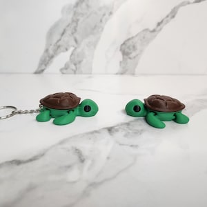 Brelok do kluczy z żółwiem LUB zabawka z żółwiem | Flexi Fidget Articulated Toy | Minifigurka żółwia wydrukowana w 3D
