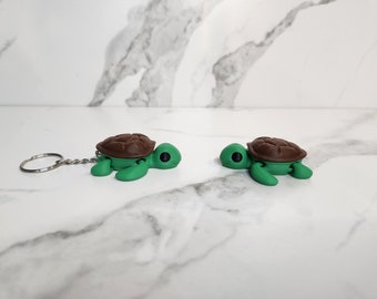 Baby Turtle Keychain OR Baby Turtle Toy | Flexi Fidget Articulated Toy | 3D Printed Turtle Minifigure