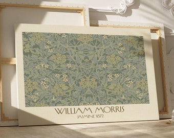 William Morris Jasmine Canvas Print, Vintage Botanical Wall Art, Green Nature Inspired Decor