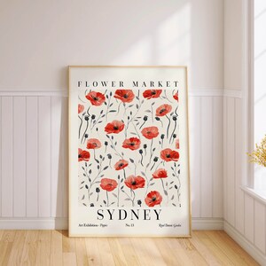 Sydney Flower Market Poppy Art Poster Vibrant Floral Wall Decor for Home and Office Unique Botanical Exhibition Print No. 13