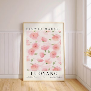 Peony Flower Market Poster Floral Print Luoyang Wall Art PRINTED on Luxury Paper