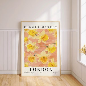 Flower Market Poster Floral Print Daffodil London Wall Art PRINTED on Luxury Paper