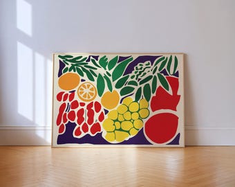 Matisse Inspired Fruit Art Print: Colorful Kitchen Wall Decor