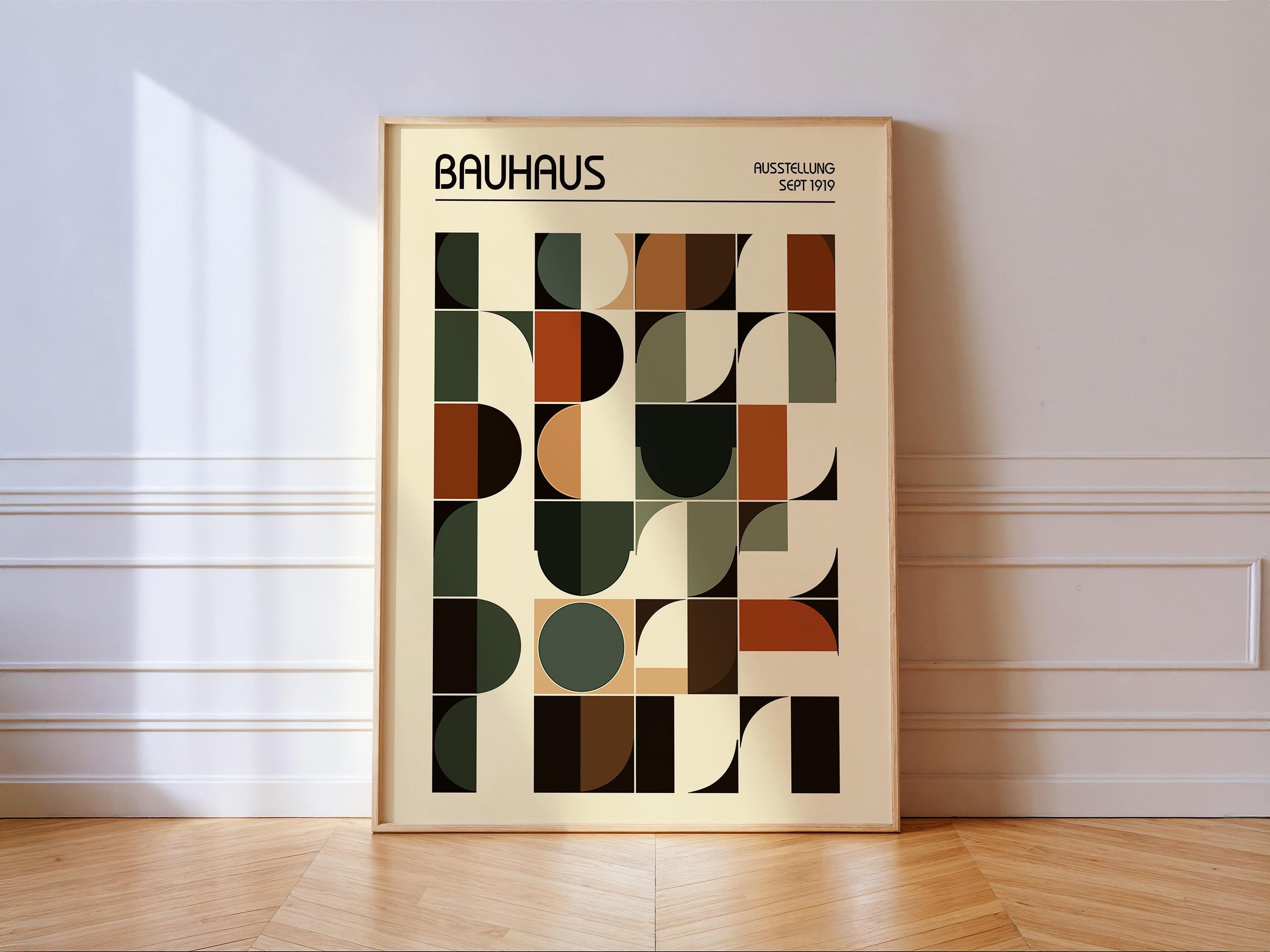 Terracotta Bauhaus Geometric Art Print: Mid-century Modern Wall 
