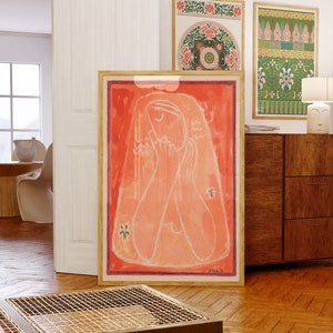 Thoughtful Boho Woman Art Print - Galanda Abstract Figure Wall Decor 1938 PRINTED on Luxury Paper
