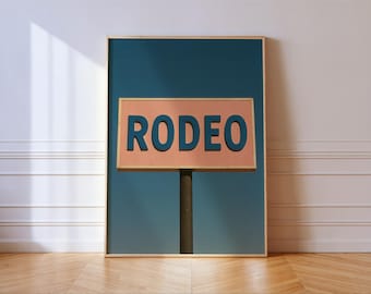 Retro Rodeo Sign Poster: Vintage Western Wall Art