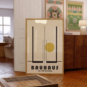 Bauhaus poster PRINTED on luxury paper | mid century modern  minimalist abstract geometric wall art prints | sun modern line drawing