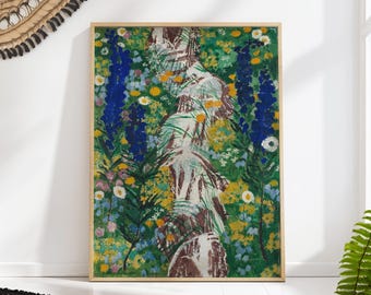 Wildflower Art Print by August Babberger - 1922 Flowers by the Stream, Colorful Botanical Artwork