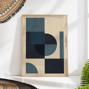 Vintage Bauhaus Prints Teal Geometric Posters Mid Century Modern Wall Art PRINTED on Luxury Paper