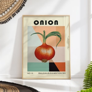 Onion Decorative Kitchen Print Bauhaus Poster Vintage Decoration