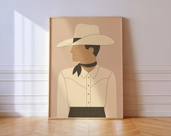 Quiet Cowboy Western Print— Minimal Southwestern Wall Art in Soft Neutrals