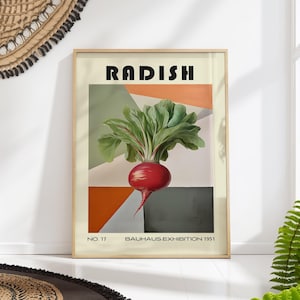 Radish Decorative Kitchen Print Bauhaus Poster Vintage Decoration