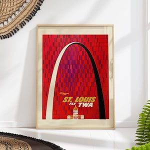 St Louis Travel Poster: Vintage Mid Century Modern TWA Aviation Art