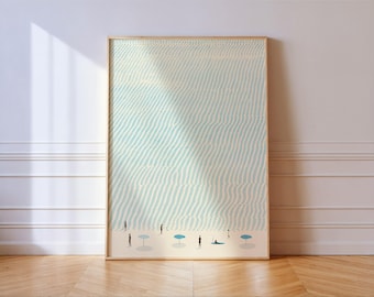 Minimalist Beach Print: Pastel Blue Coastal Wall Art