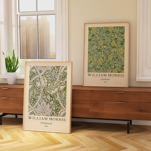 Set of 2 Floral Green Prints William Morris Posters Botanical Wall Art Forest Decor