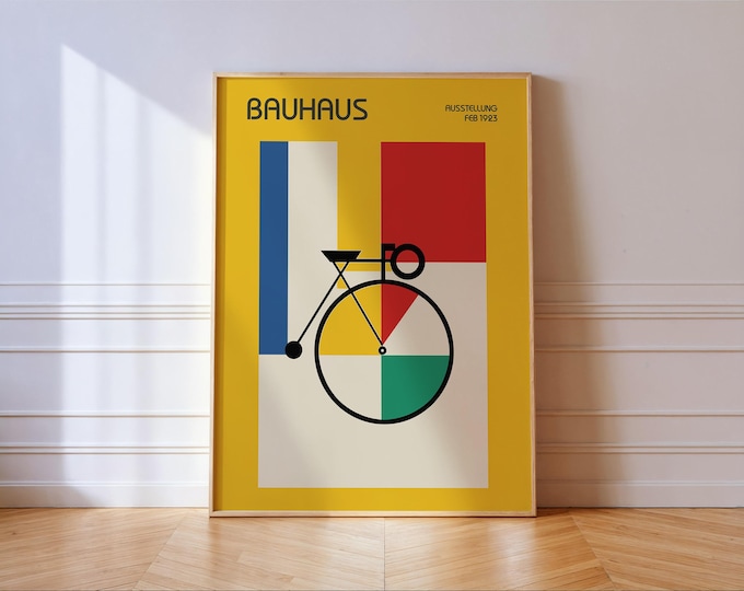 Bauhaus Bicycle Poster Vintage Art Exhibition Print Modernist Cycling Decor Gift for Cyclists