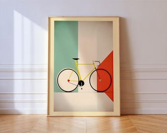Bauhaus Bike Print Mid Century Bicycle Poster Italian Wall Art