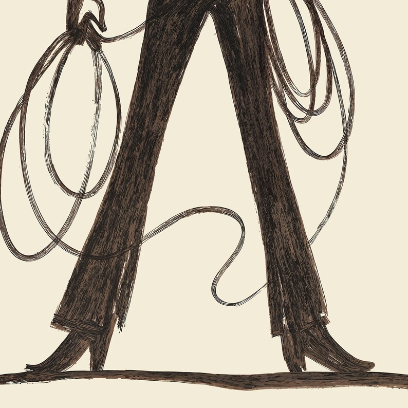 Pu&ograve; includere: Illustrazione delle gambe di una persona e di una corda in una tavolozza di colori marrone. Le gambe sono larghe e la corda &egrave; ad anello e appesa. Lo sfondo &egrave; color crema.