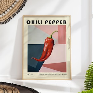 Chili pepper Decorative Kitchen Print Bauhaus Poster Vintage Decoration