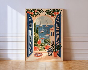 Matisse Coastal Window Print, Open Window Wall Art