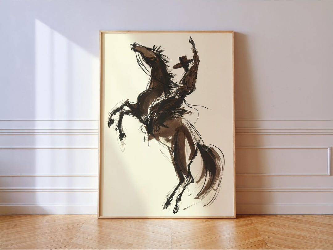 Bucking Bronco Western Horse Poster, Cowboy Rodeo Wall Art Print - Etsy