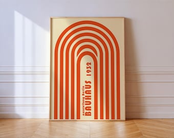 Orange Bauhaus Exhibition Art Print: Mid-Century Modern Home Decor