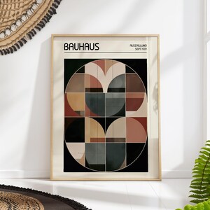 Bauhaus Geometric Art Print, Mid-Century Modern Wall Art, Abstract Bauhaus Decor, Geometric Shapes Print