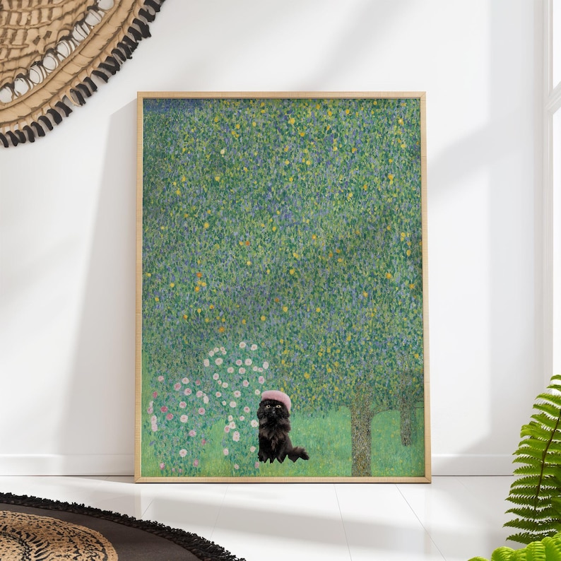 Gustav Klimt Print Black Cat Poster Funny Animal Wall Art - Etsy