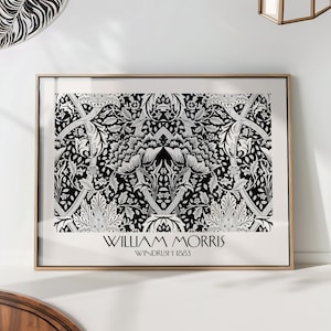 William Morris Windrush Black & White Print - Vintage Art Nouveau Wall Art PRINTED on Luxury Paper