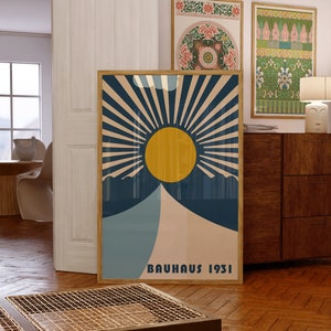 Bauhaus Sunrise Poster Retro Art Deco Wall Art Gift for Design Lovers Home or Office Decor PRINTED on luxury paper