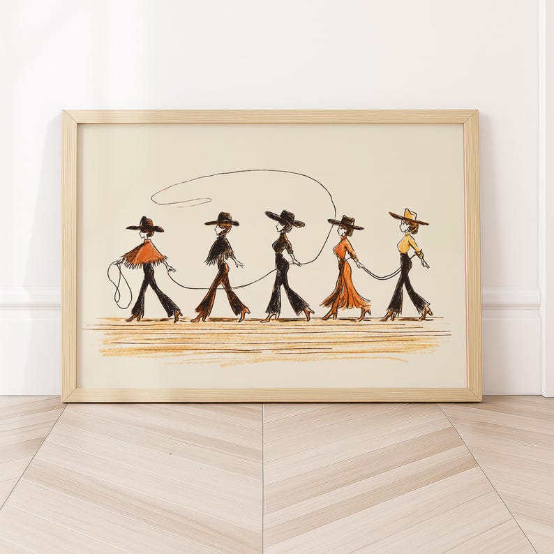 Line Dancing Cowgirls Art Print – Western Wall Art, Boho Cowgirl Decor image 8