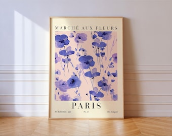 Paris Flower Market Poster Floral Print Lilac Wall Art PRINTED on Luxury Paper