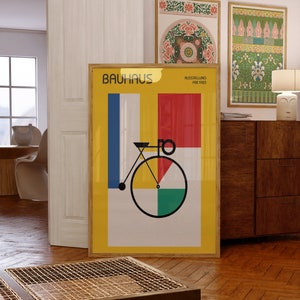 Bauhaus Bicycle Poster Vintage Art Exhibition Print Modernist Cycling Decor Gift for Cyclists