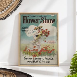 International Flower Show Poster Print – Vintage Botanical Exhibition Art, Grand Central Palace Floral Illustration