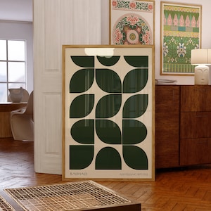 Green Bauhaus Print Floral Geometric Poster