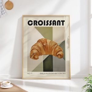 Retro Croissant Poster Bauhaus Style Kitchen Wall Art Vintage Food Print PRINTED on Luxury Paper