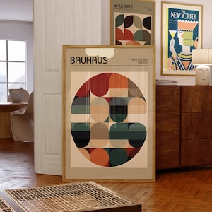 Bauhaus poster PRINTED on luxury paper | mid century modern  minimalist abstract geometric wall art prints | floating swedish folk art