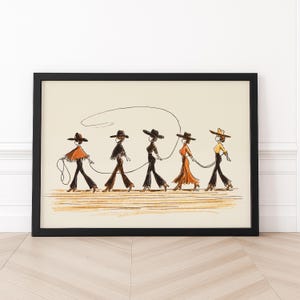 Line Dancing Cowgirls Art Print – Western Wall Art, Boho Cowgirl Decor image 9