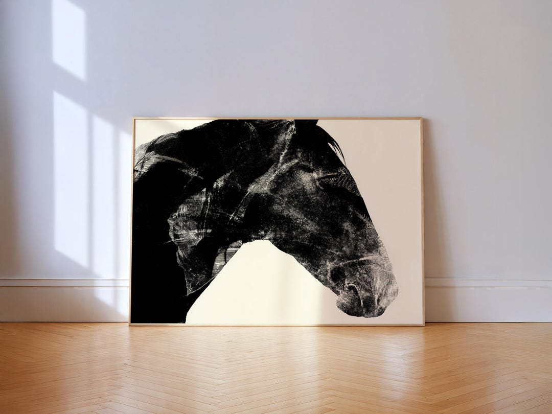 Western Ranch Horse Wall Art – Black and White Equestrian Print ...