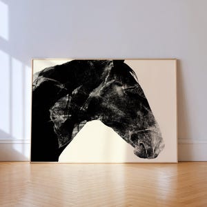 Western Ranch Horse Wall Art – Black and White Equestrian Print, Maximalist Poster